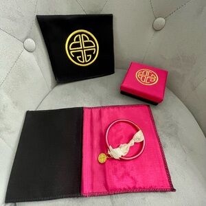 Budhagirl Pink Bangle Bracelet with pouch, silk box & BDG hair elastic w/charm.